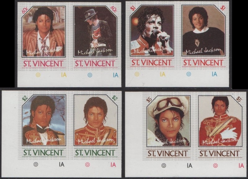 Saint Vincent 1985 Michael Jackson Unauthorized Reprint Stamps